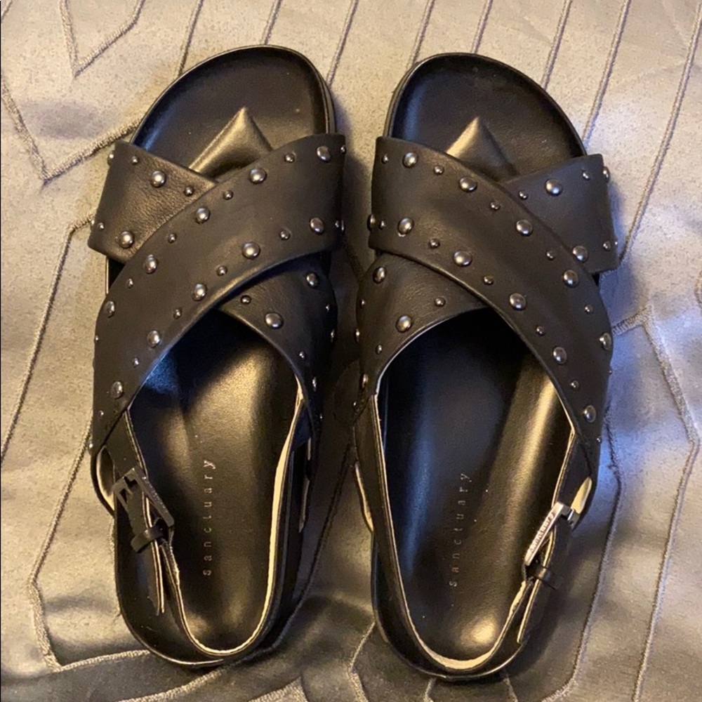 Studded leather sandals size 8